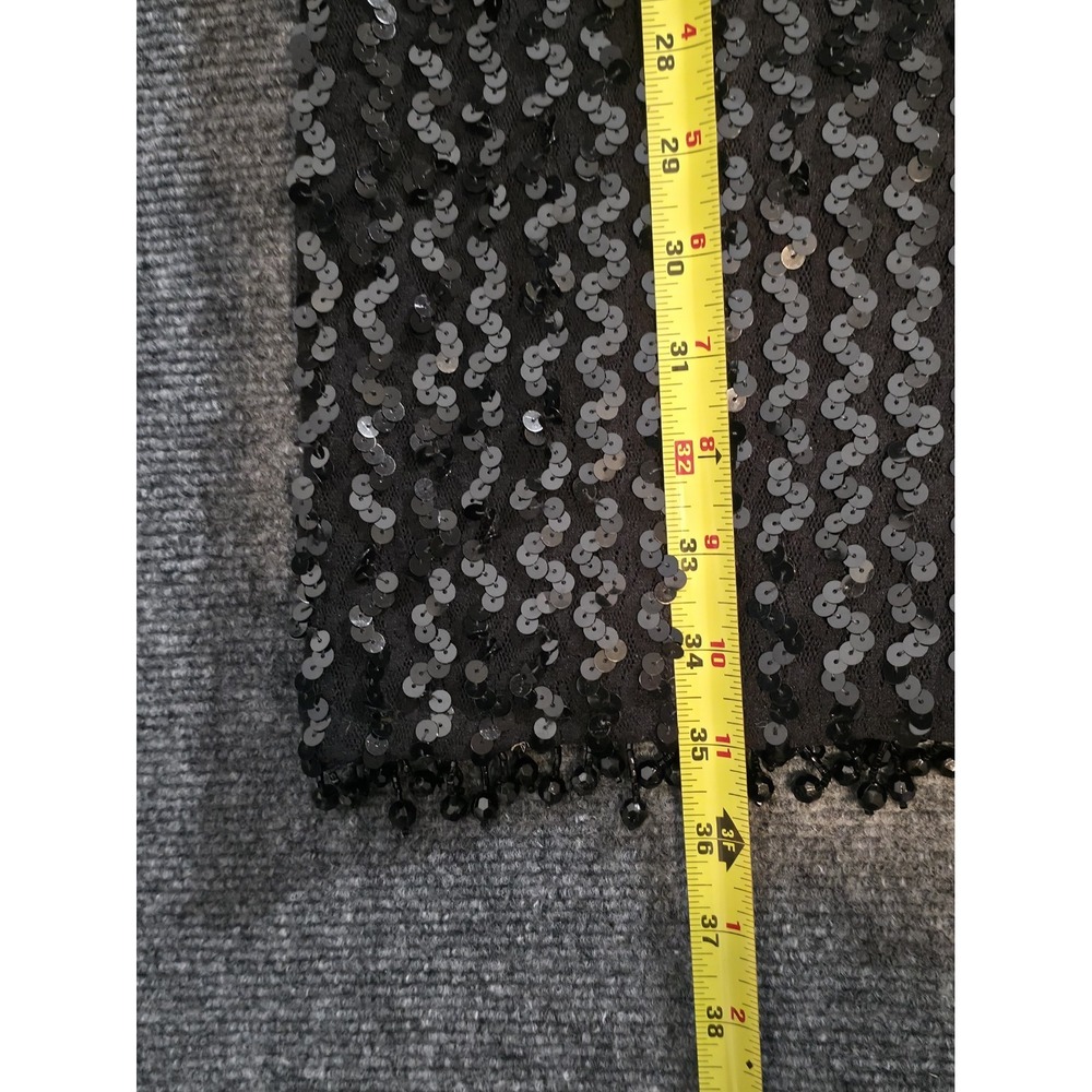 Vintage 80s Climax Karen Okada Black Sequin Backless Mini Dress Size 7/8 - Picture 5 of 7